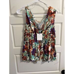 Gibson‎ Latimer Blouse Multi Color Coral Size S New